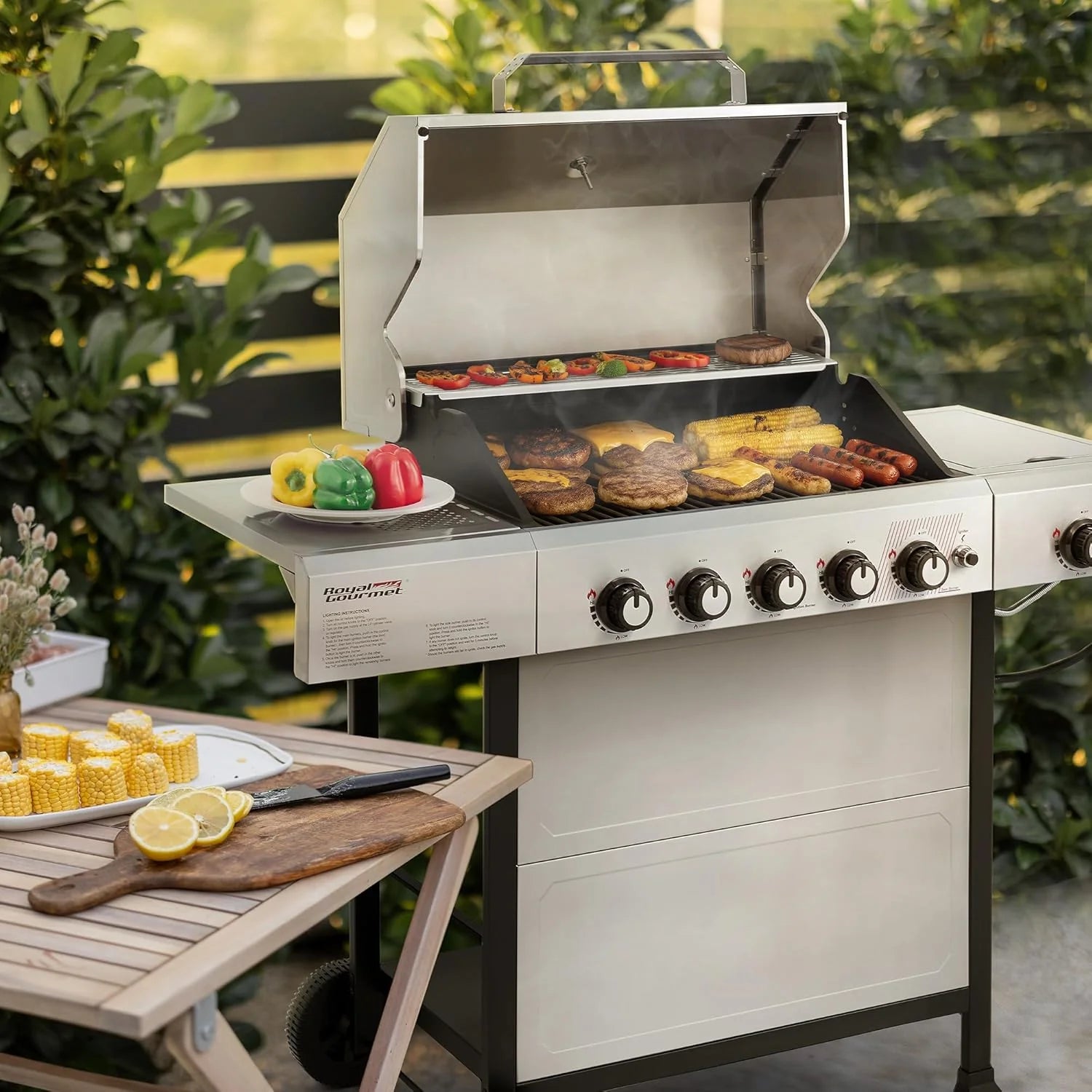 Royal Gourmet GA5401T 5-Burner BBQ Liquid Propane Gas Grill with Side Burner