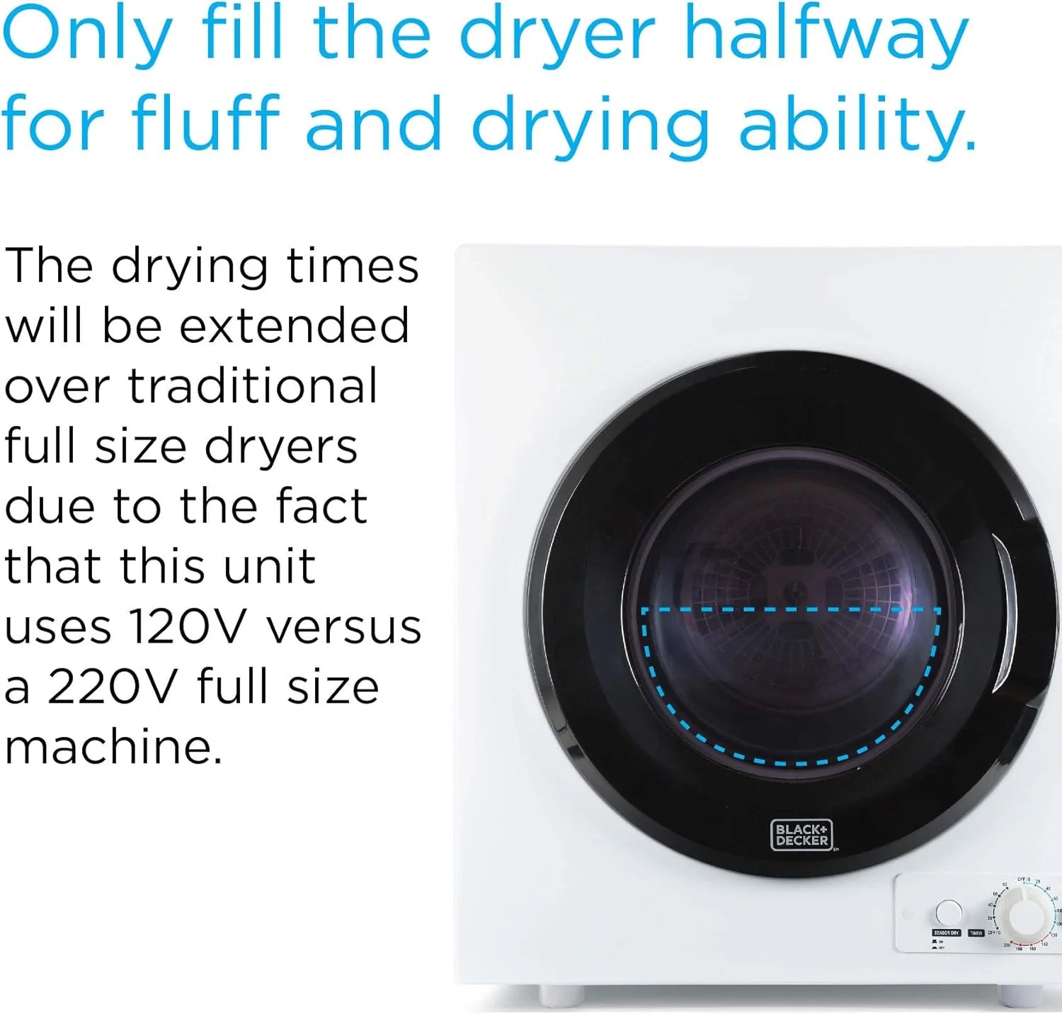 Compact Clothes Dryer, 1.5 Cu. Ft. 850W Electric Dryer, 120V Vented Portable Dryer with Stainless Steel Drum, for 5.5 lbs. of clothing for Standard Wall Outlet