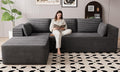 Cloud Sectional Boneless Couches for Living Room, Modular L Shaped Couch with Deep Seat Oversized Right Facing Chaise, Memory Foam Compressed Spineless 3 Seater Sofa for Apartment, Black | No Assembly Required, Deep Seat, Cat-Claw Resistant, High-Res