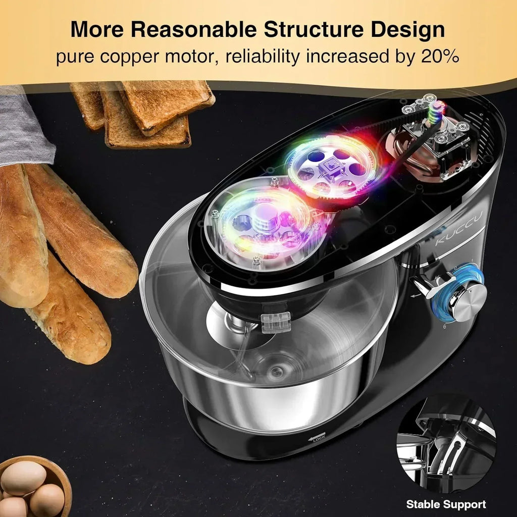 Stand Mixer 6.5 Qt 660W 6-Speed Tilt-Head Food Dough Mixer Kitchen Electric Mixer Stainless Steel