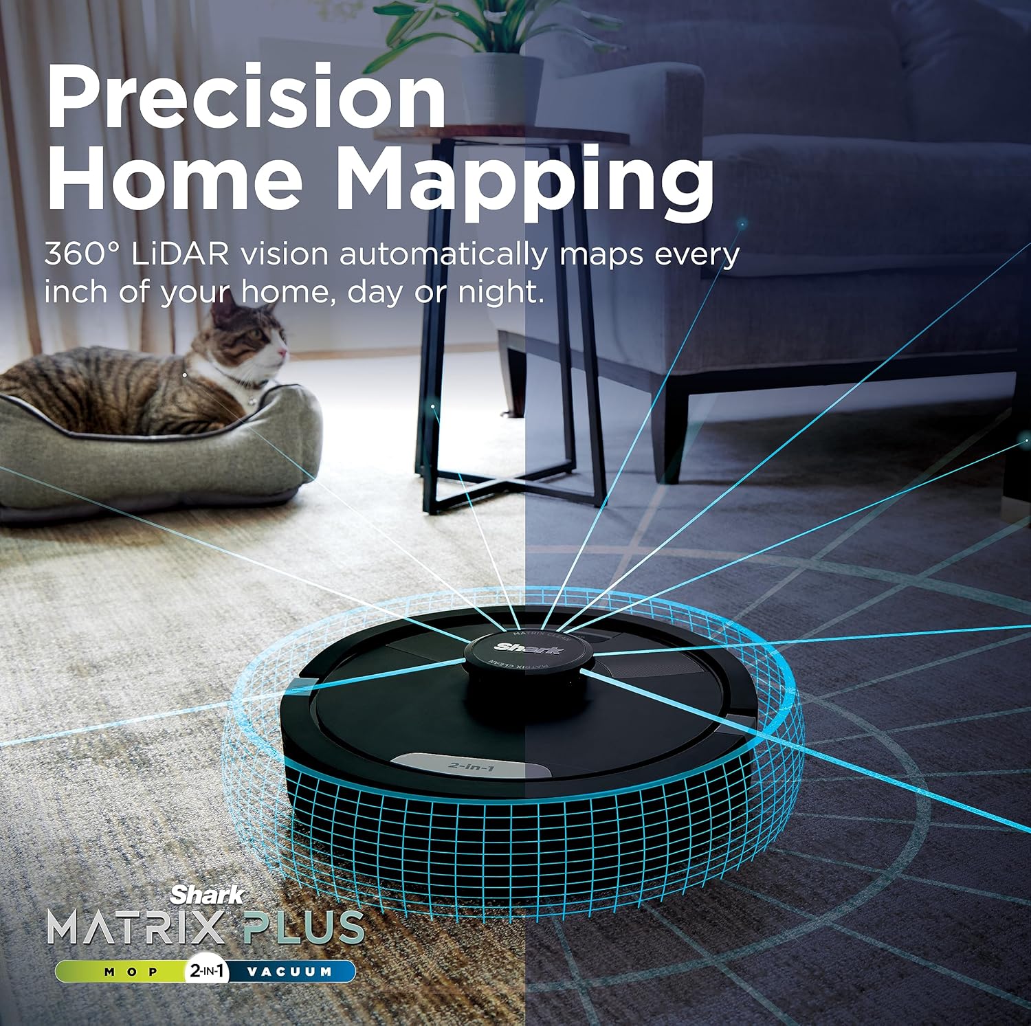 AI Robot Vacuum with XL HEPA Self-Empty Base, Bagless, 60-Day Capacity, LIDAR Navigation, Perfect for Pet Hair, Compatible with Alexa, Wi-Fi Connected, Carpet & Hard Floor, Black