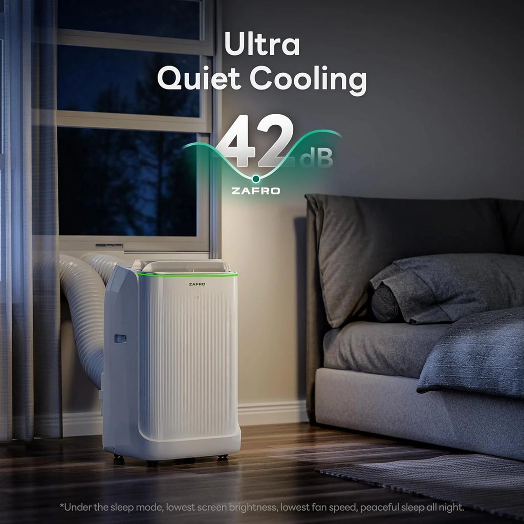 ZAFRO 8,000 BTU Portable Air Conditioners, 4 Modes Portable AC Unit with Fast Cooling/Energy Efficient/Remote/24Hrs Timer for Bedroom/Dorms/Indoor Rooms, White