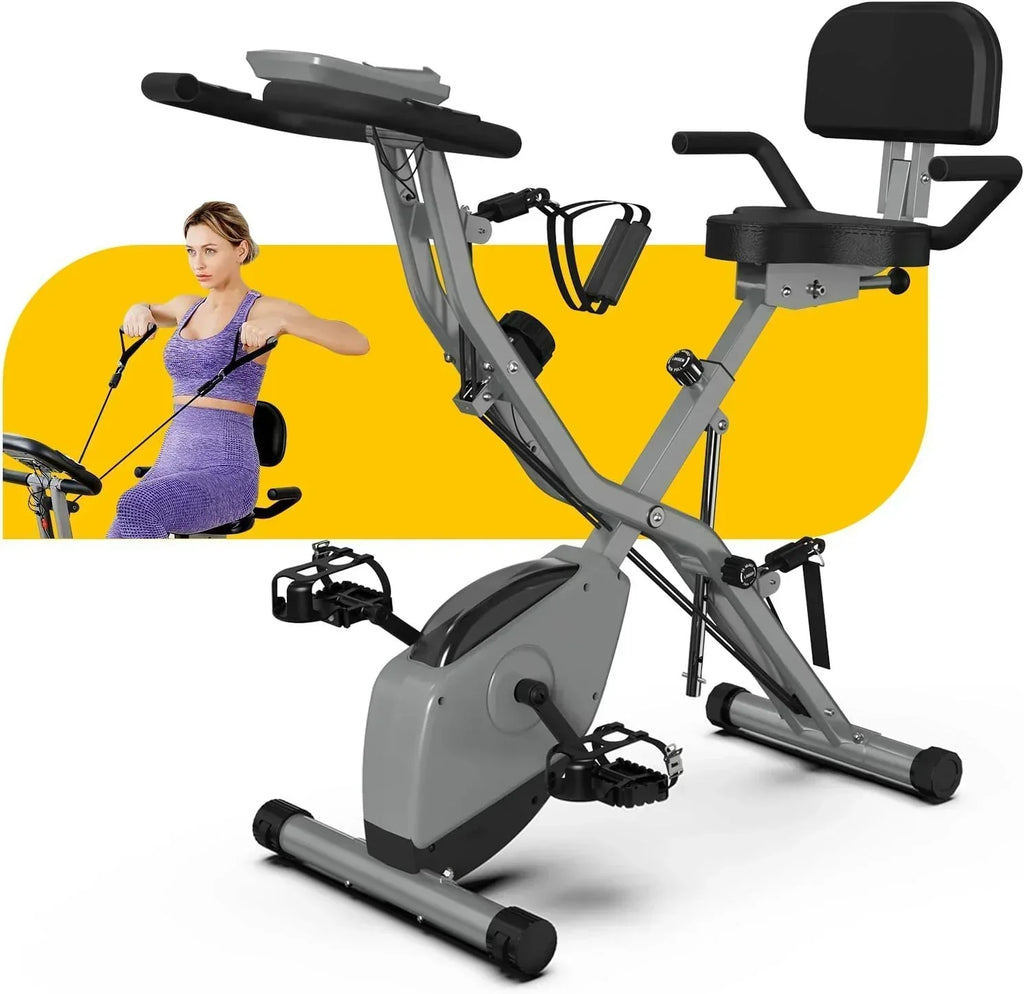 Foldable Exercise Bike Stationary Bikes  5 IN 1 Indoor Workout Cycling Bike Quiet Magnetic Resistance